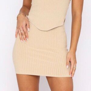 White Fox Knitted Mini Skirt